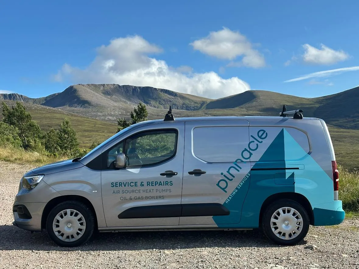 Pinnacle Heating Services van in the Scottish Highlands